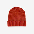Simple Rib Knit Beanie - Red Flame