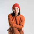 Simple Rib Knit Beanie - Red Flame