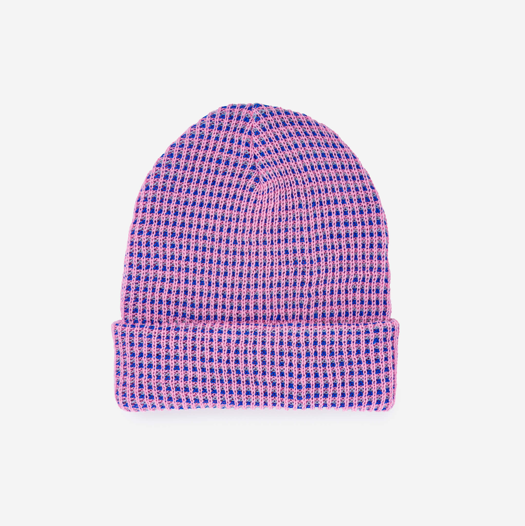 Simple Grid Knit Beanie - Pink