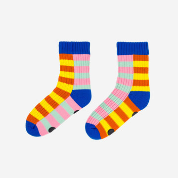 Super Stripe Knit House Socks - Yellow Flame