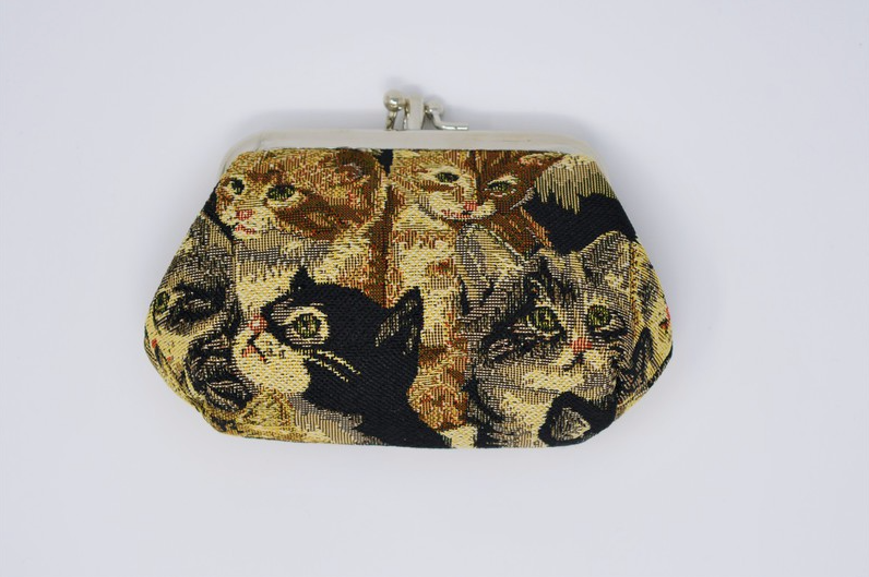 Cat- Coin Purse Double Latch Large