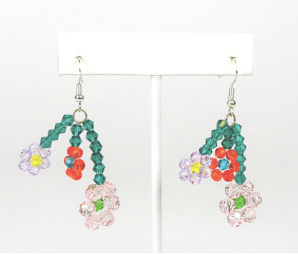 Beaded Flower Bouquet Earrings