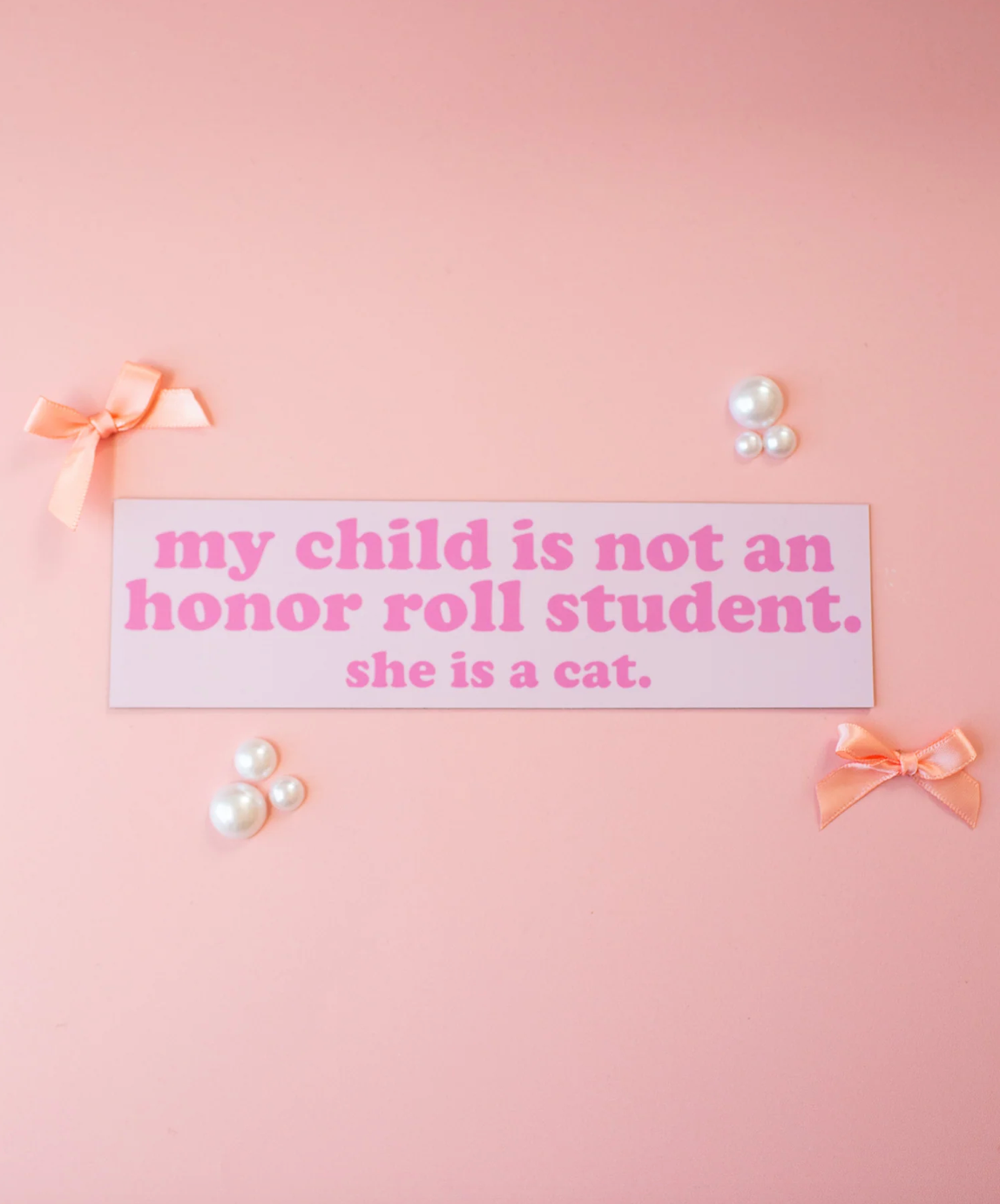 Honor Roll Cat Bumper Magnet-Pink