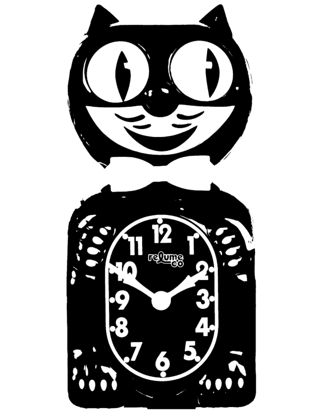 Cat Clock Black Cat - Postcard