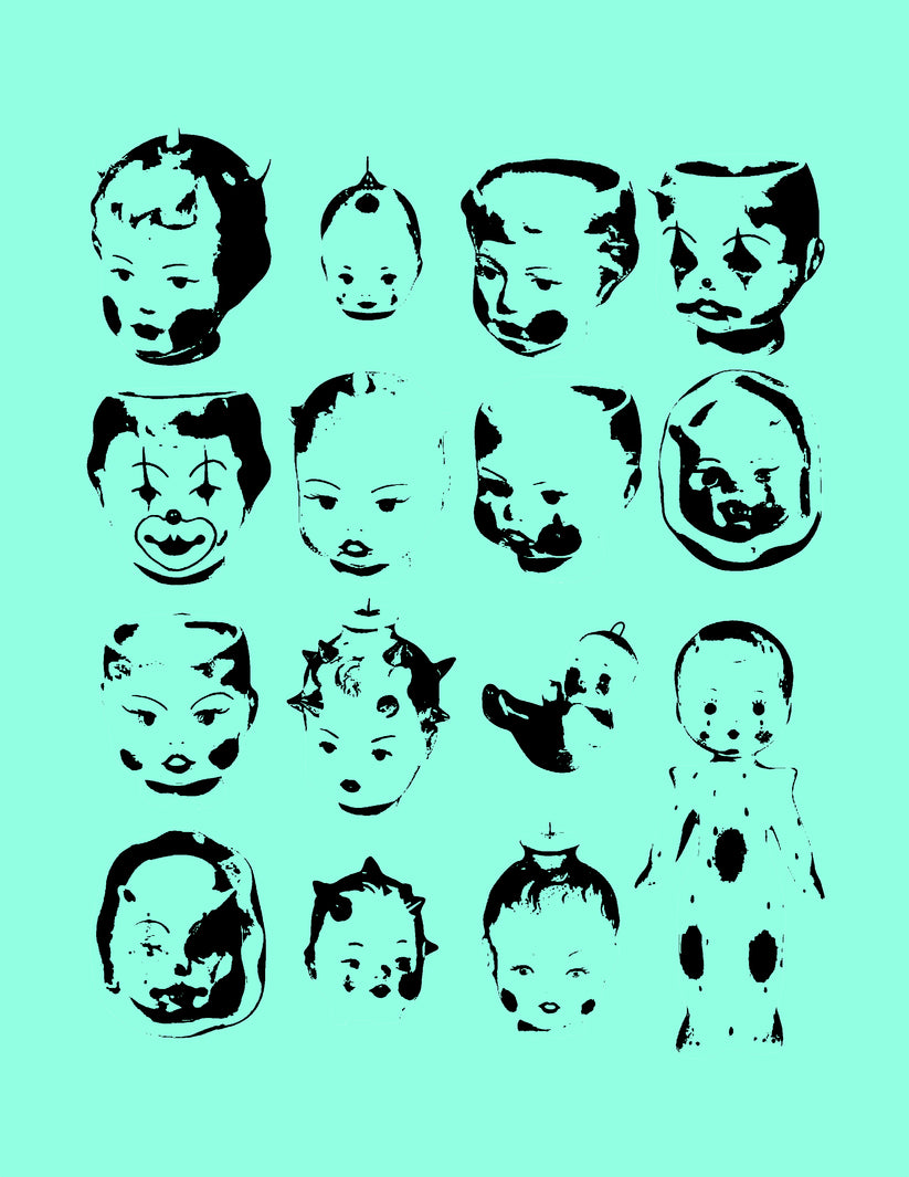 Teal Clowns Print