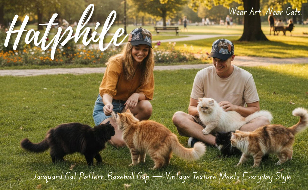 Jacquard Cat Tapestry Baseball Cap | Vintage Style Adjustable Hat for Cat Lovers | HatPhile