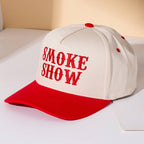 SMOKE SHOW Message Embroidered Five Panel Canvas Snapback Baseball Cap