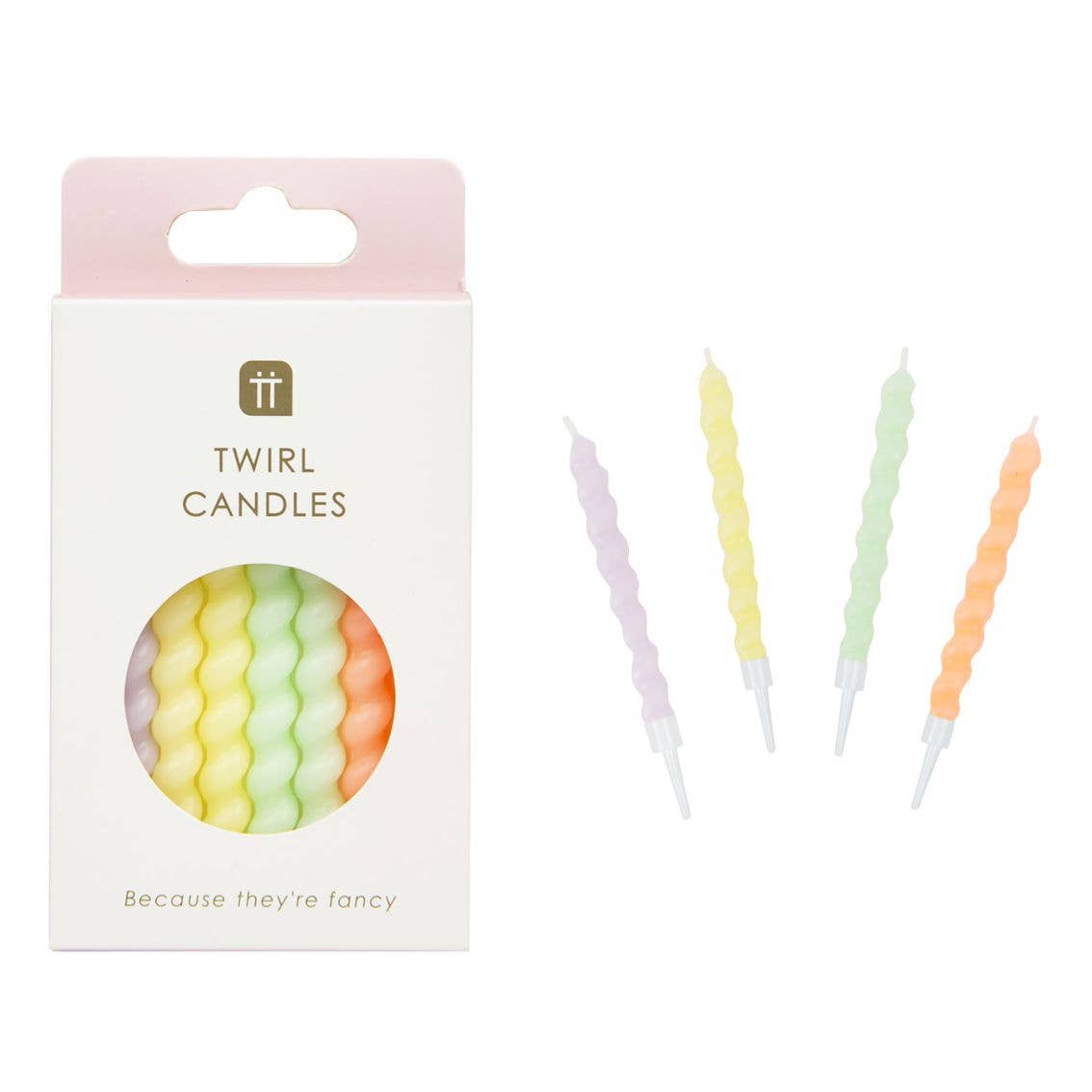 Pastels Twirl Birthday Candles - 8 Pack | Cake Candles |