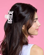 Bride Word Claw Clip | white marble, bridal hair, bach party