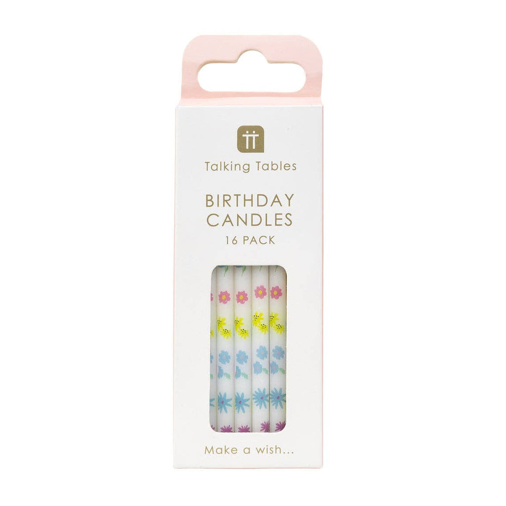 Pastel Floral Birthday Candles - 16 Pack | Cake Candles |