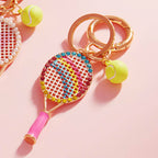 Rainbow / Heart Tennis Locket Ball Keychain / Bag Charm