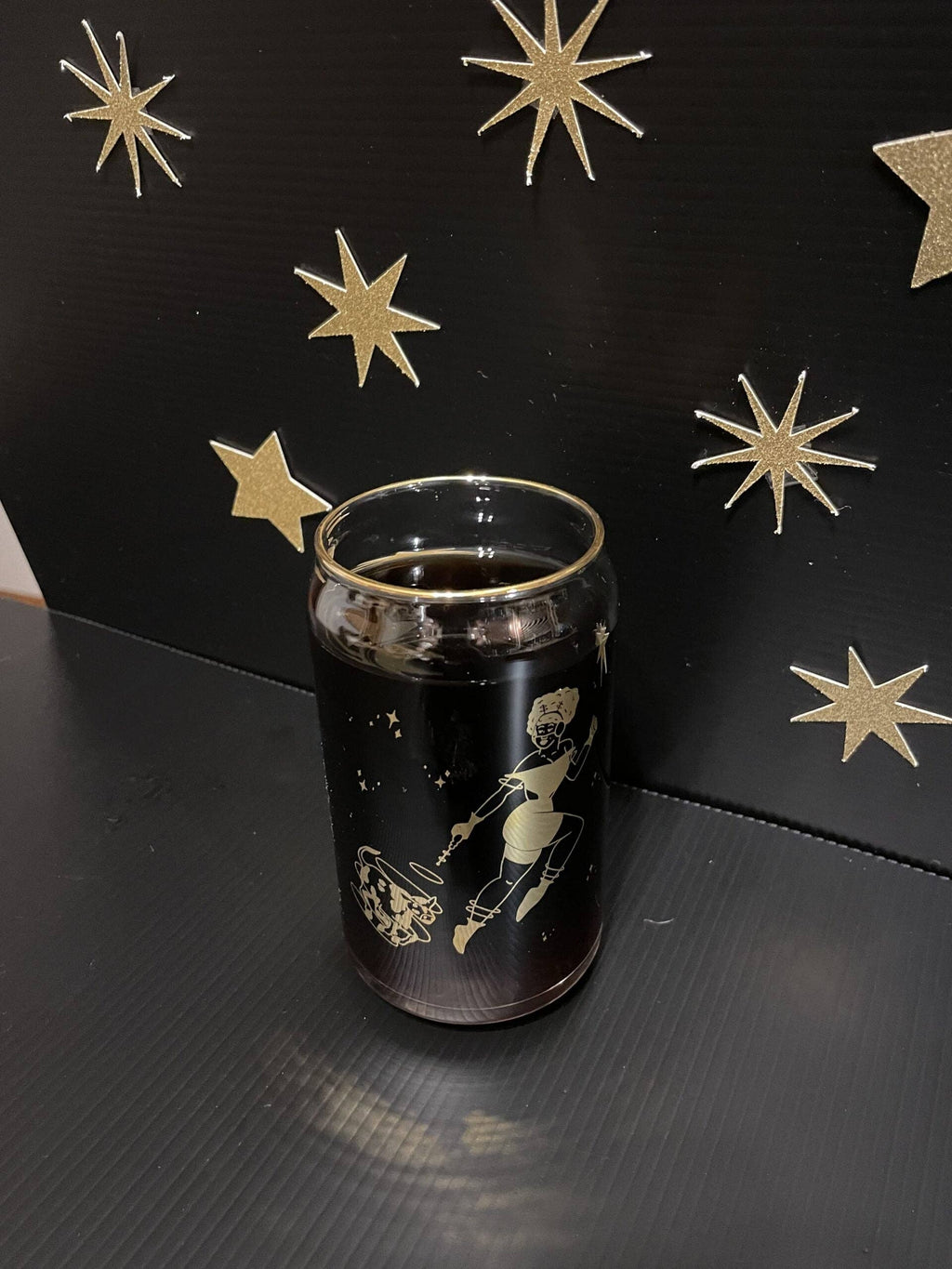 Space Cowgirl in the Milky Way 20oz Can Glass | retro pin-up