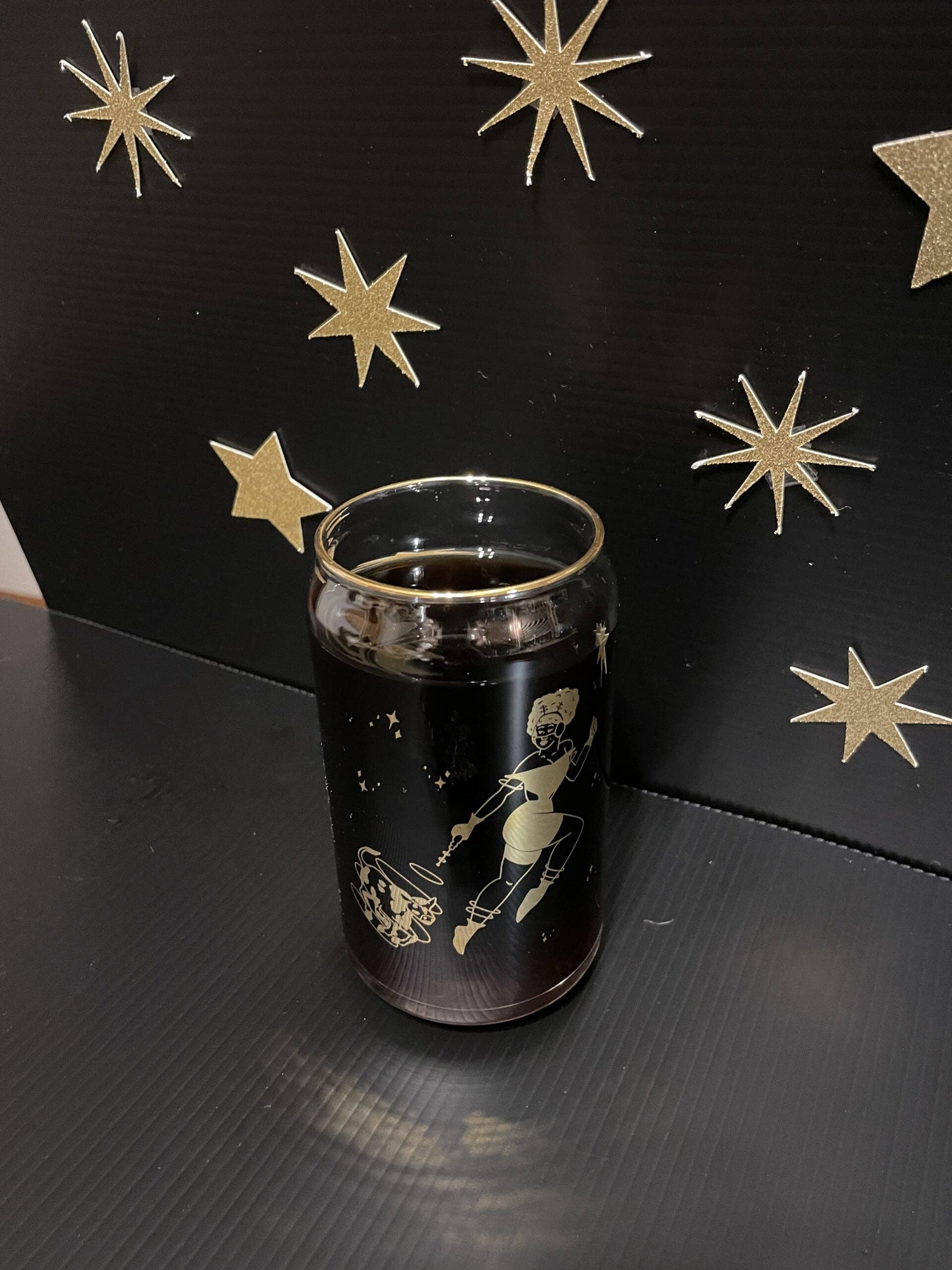Space Cowgirl in the Milky Way 20oz Can Glass | retro pin-up