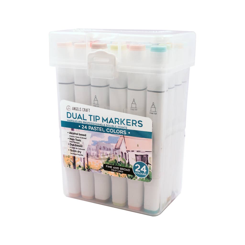 Dual-Tip Alcohol Marker Sets (24-Count) - Non Toxic