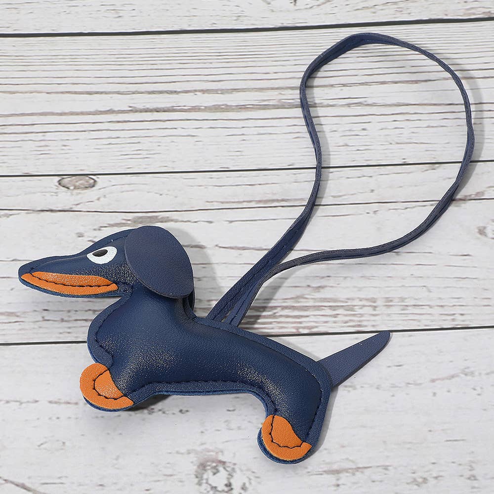 Faux Leather Dachshund Dog Bag Charm