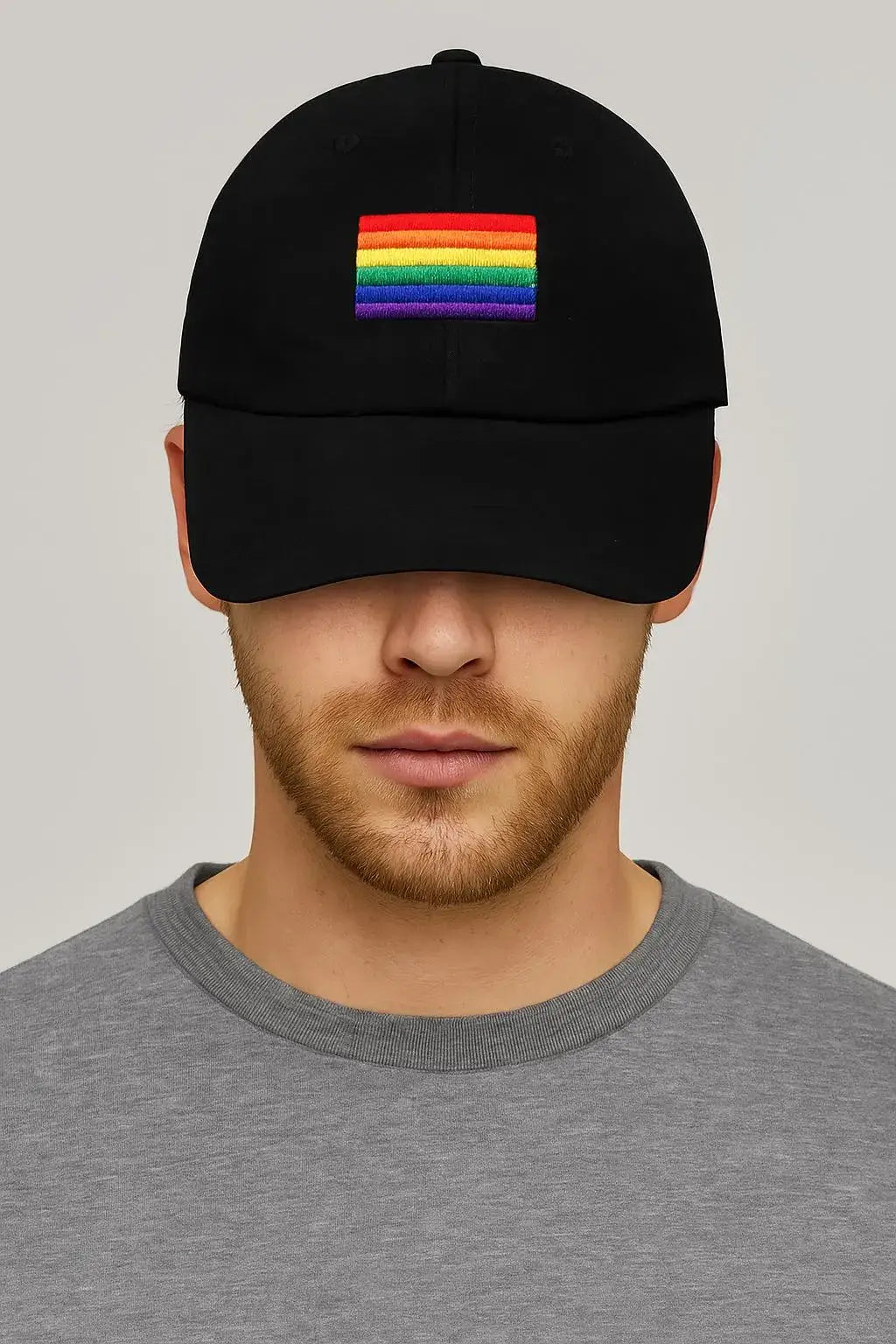 Rainbow Flag Baseball Hats in Black
