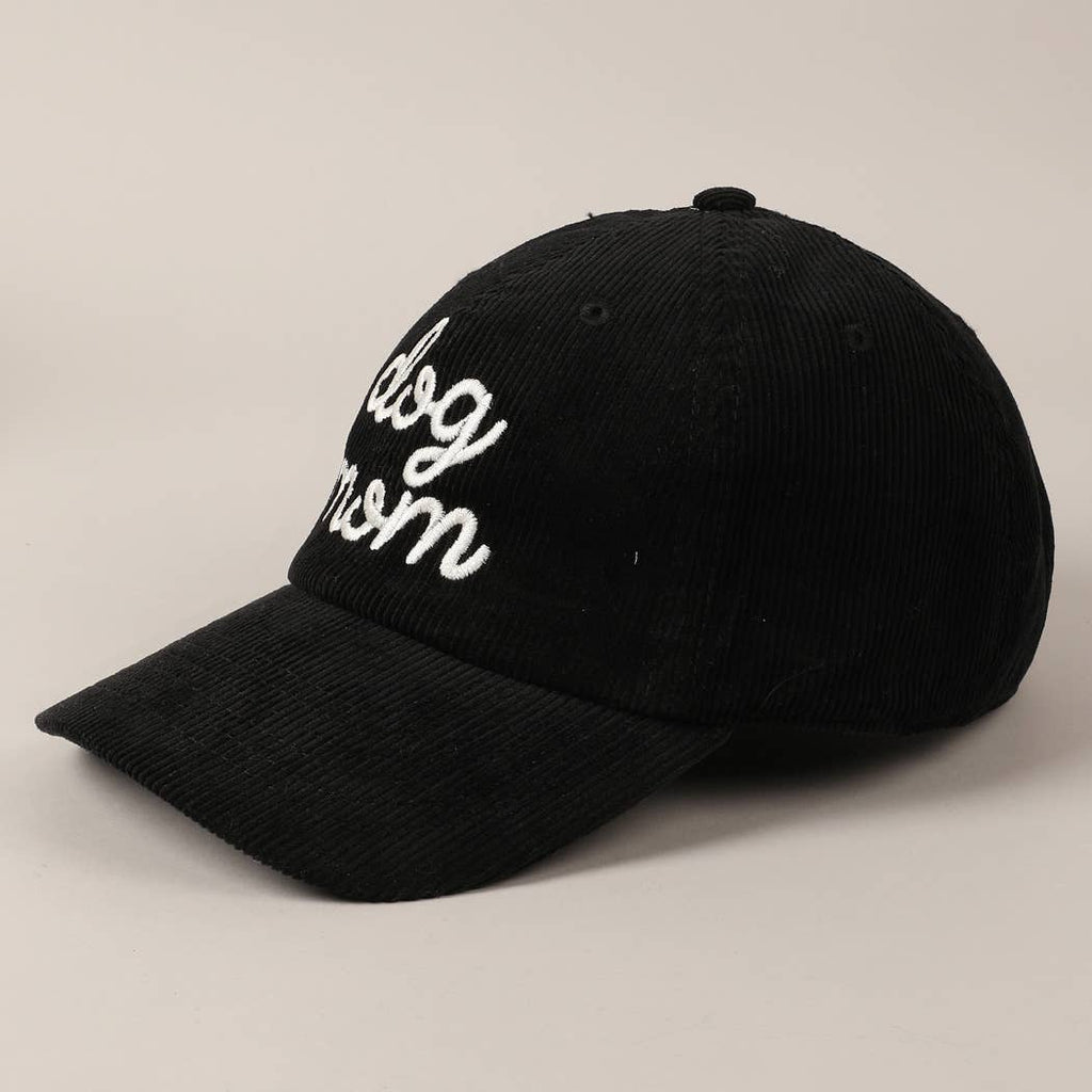 Dog Mom Text Solid Color Corduroy Baseball Cap