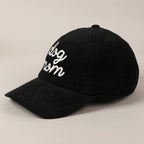 Dog Mom Text Solid Color Corduroy Baseball Cap