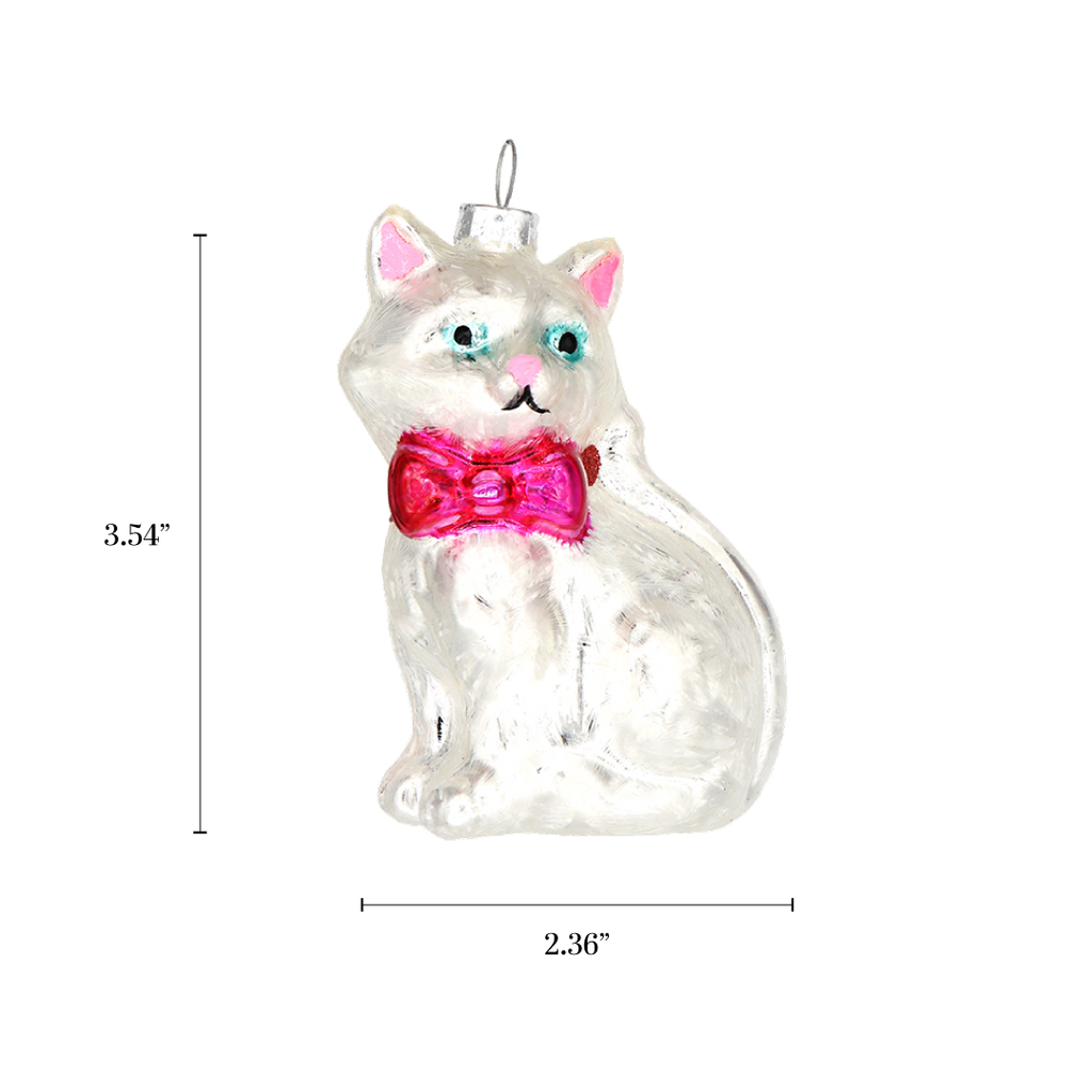 Silver Cat Christmas Ornament