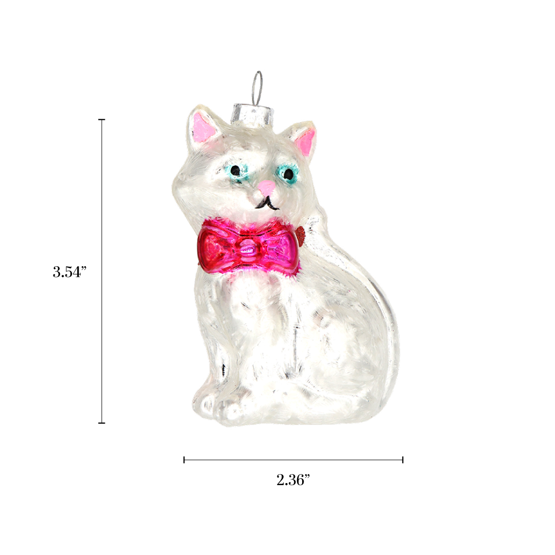 Silver Cat Christmas Ornament