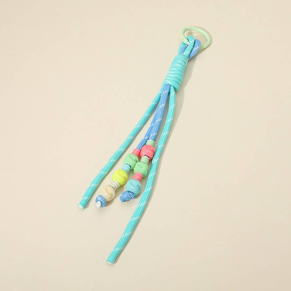 12PCS - Playful Beaded Knot Rope Bag Charm Keychains