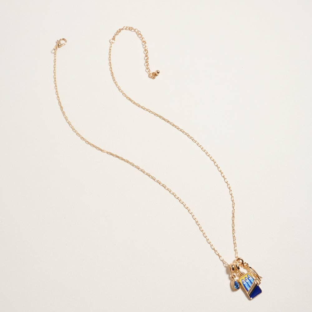 18 Inch Sardine Can Fish Stone Charms Necklace