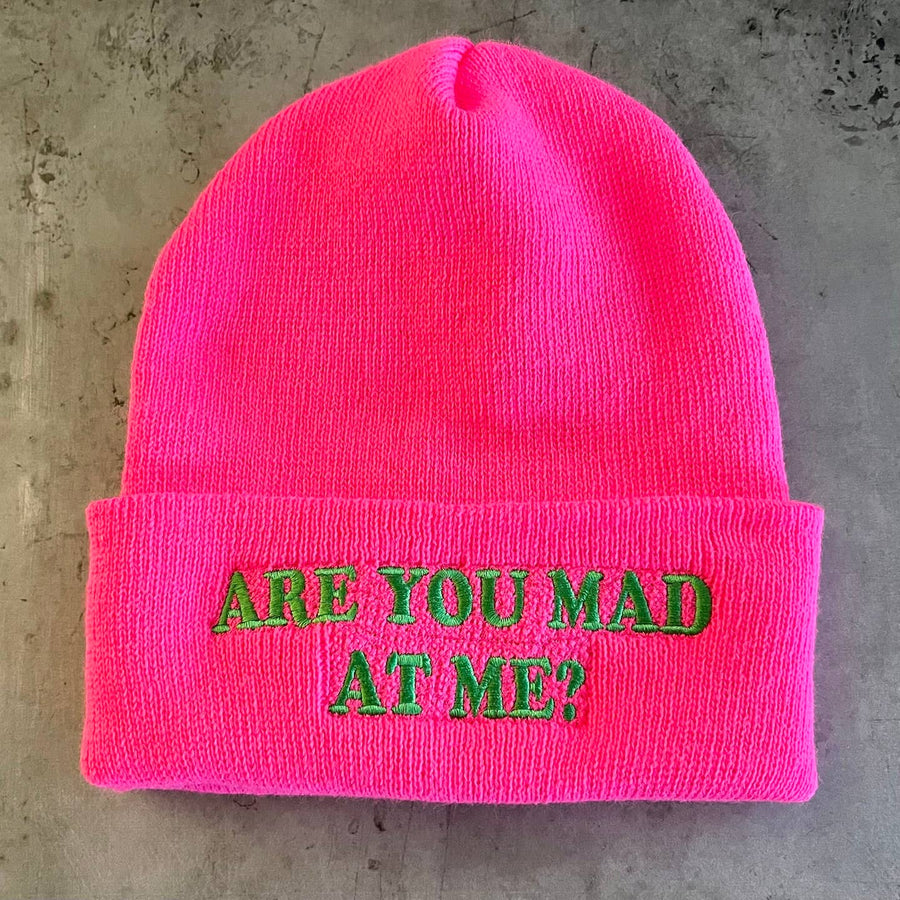 Are You Mad At Me Knit Beanie Hat Made in America Foodie