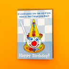 Crying Clown Cone Celebration Risograph Greeting Card