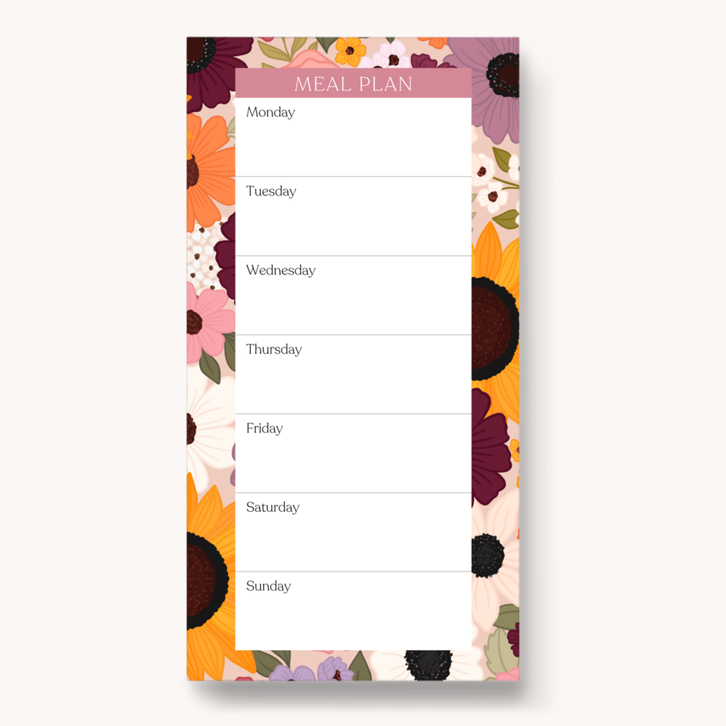 Floral Magnetic Meal Plan Notepad