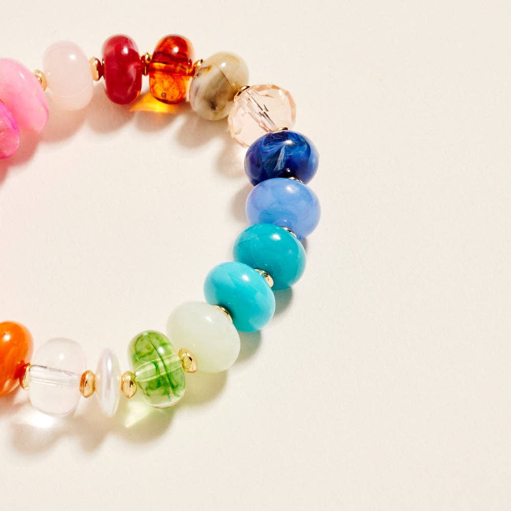 7.25 In Mixed Colorful Resin Bead Stretch Bracelet