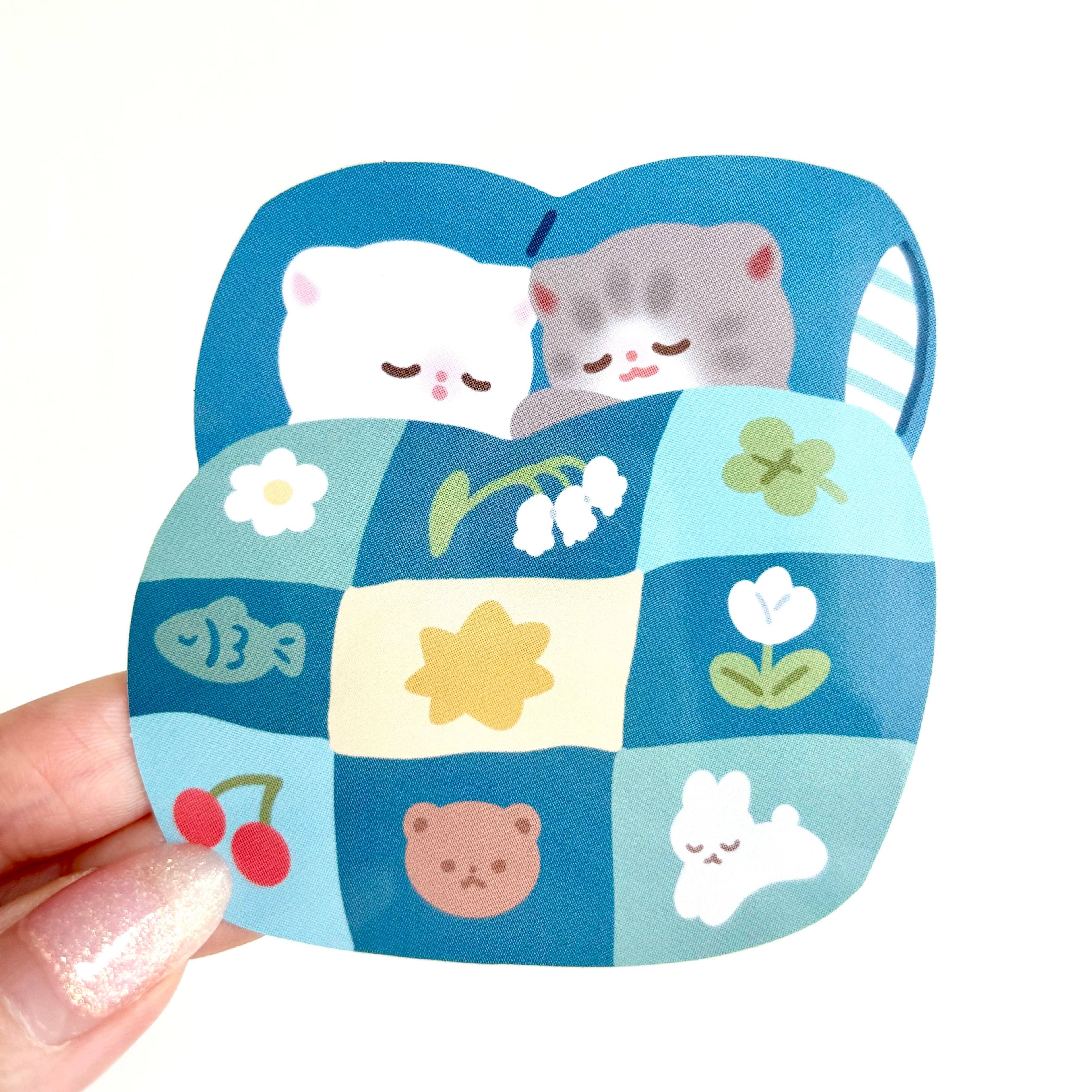 Cozy Quilt Kitties Vinyl Sticker