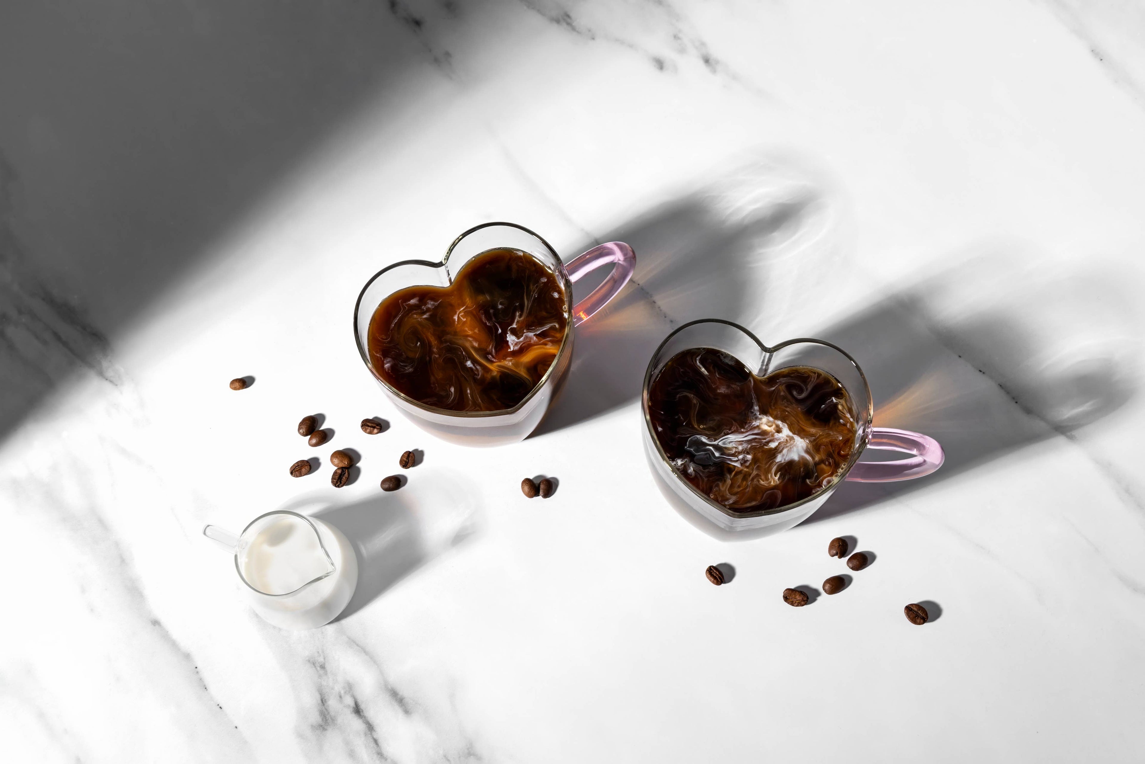 2pk 14oz Heart Shaped Glass Mug
