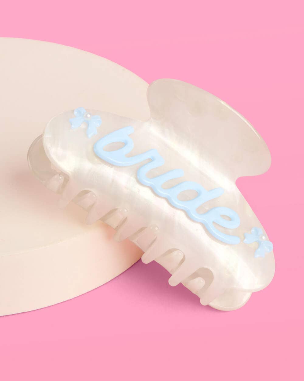 Bride Acrylic Claw Clip | white marble, bridal hair