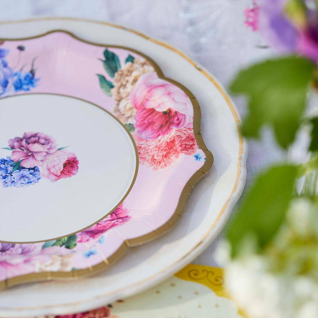 Mixed Floral Paper Plates - 12 Pack | Mothers Day Tea Party Decor |