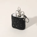 1oz Bling Studded Stainless Steel Mini Flask Keychain Charm