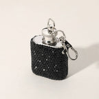 1oz Bling Studded Stainless Steel Mini Flask Keychain Charm