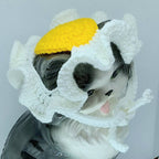 Crochet Fried Egg Hat - Cat Hat - Pet Hat - Made to order