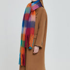 Rainbow Plaid Fuzzy Scarf