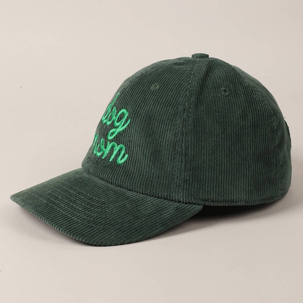 Dog Mom Text Solid Color Corduroy Baseball Cap