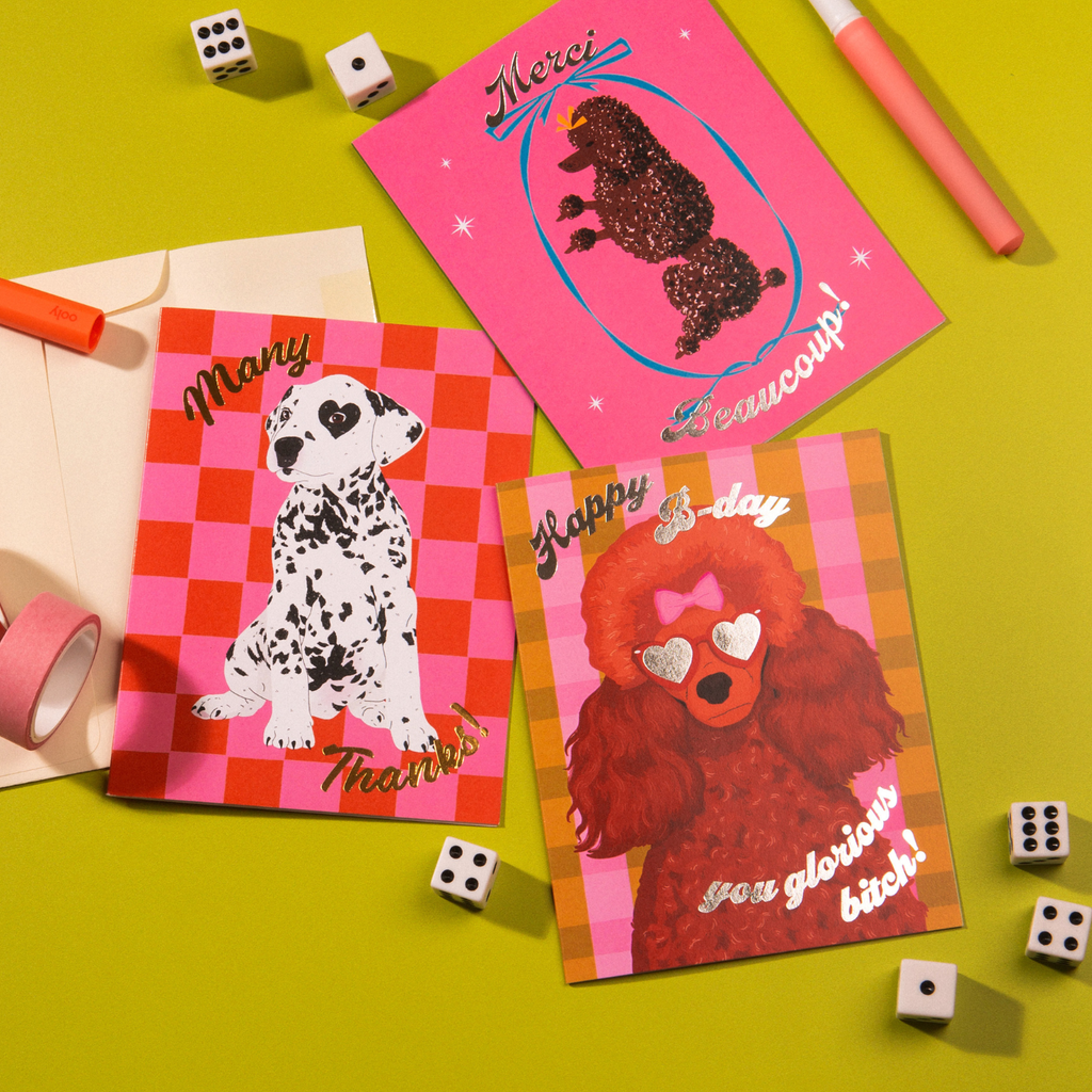 Merci Beaucoup Poodle – Foil Thank You ✿ Appreciation Card