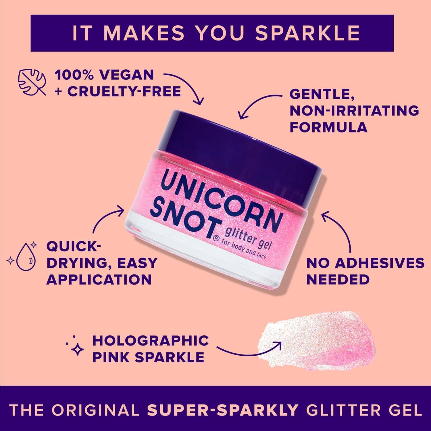 Original Glitter Gel | Flamingo-Pink | Body Glitter | Shiny