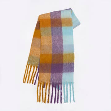 Rainbow Colorblock Fringed Cashmere Scarf