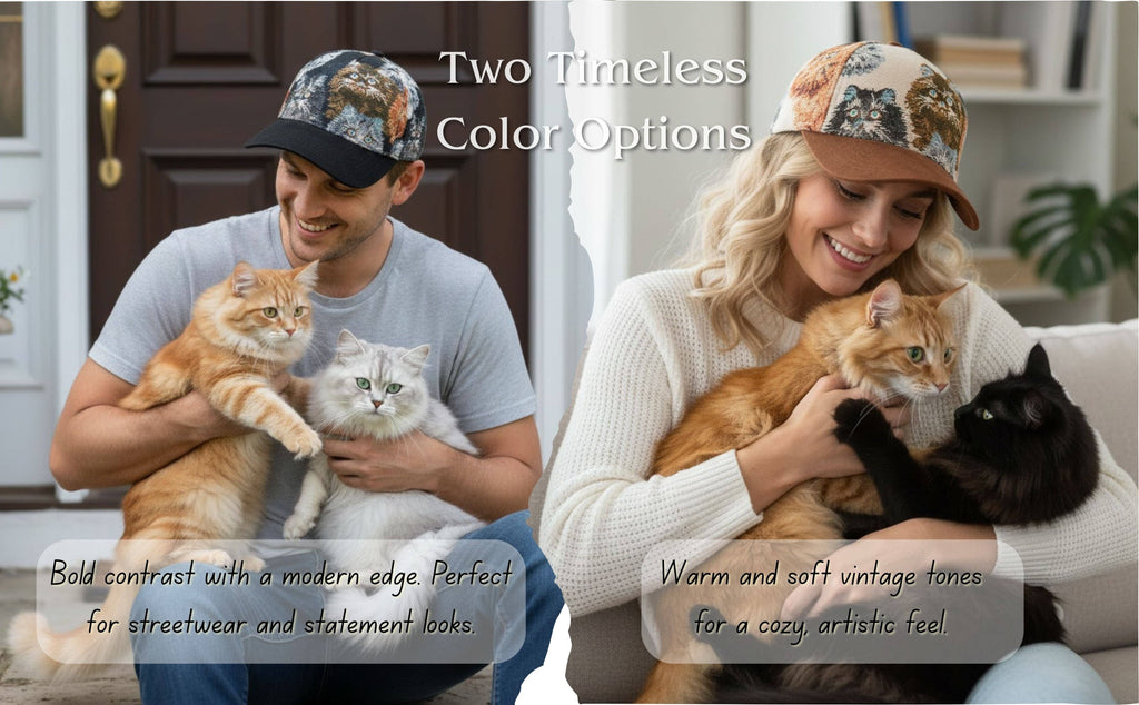 Jacquard Cat Tapestry Baseball Cap | Vintage Style Adjustable Hat for Cat Lovers | HatPhile