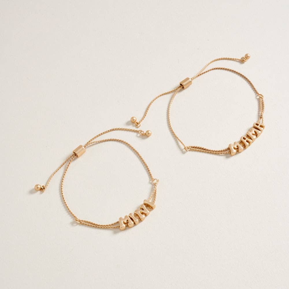 7.25 Inch Metal Puffy Mama Mini Pendant Bracelet