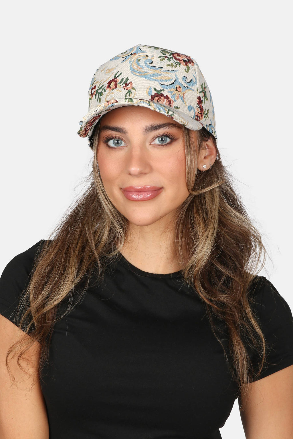 Floral Print in Brocade 5 Panel Baseball Cap