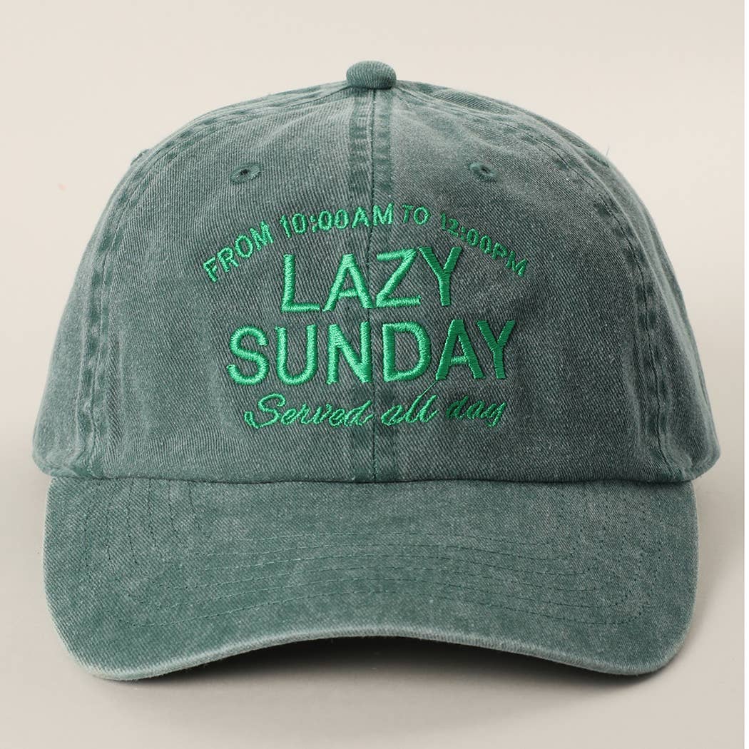 LAZY SUNDAY Served all day Embroidered Cotton Baseball Cap