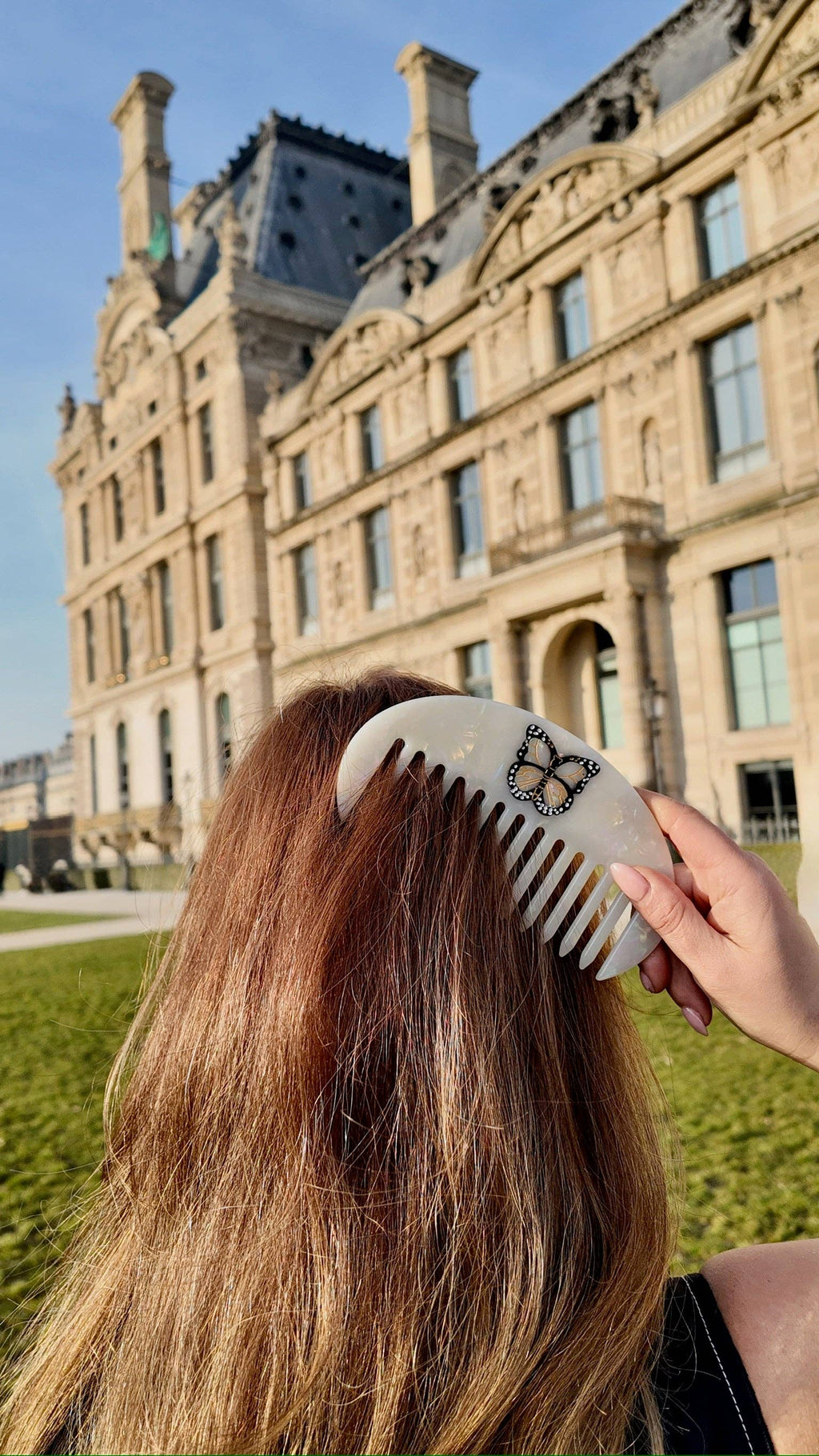 Hand-painted Butterfly Gua Sha Hair Comb