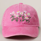 Daisy Bloom Embroidered Cotton Baseball Cap