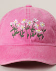 Daisy Bloom Embroidered Cotton Baseball Cap