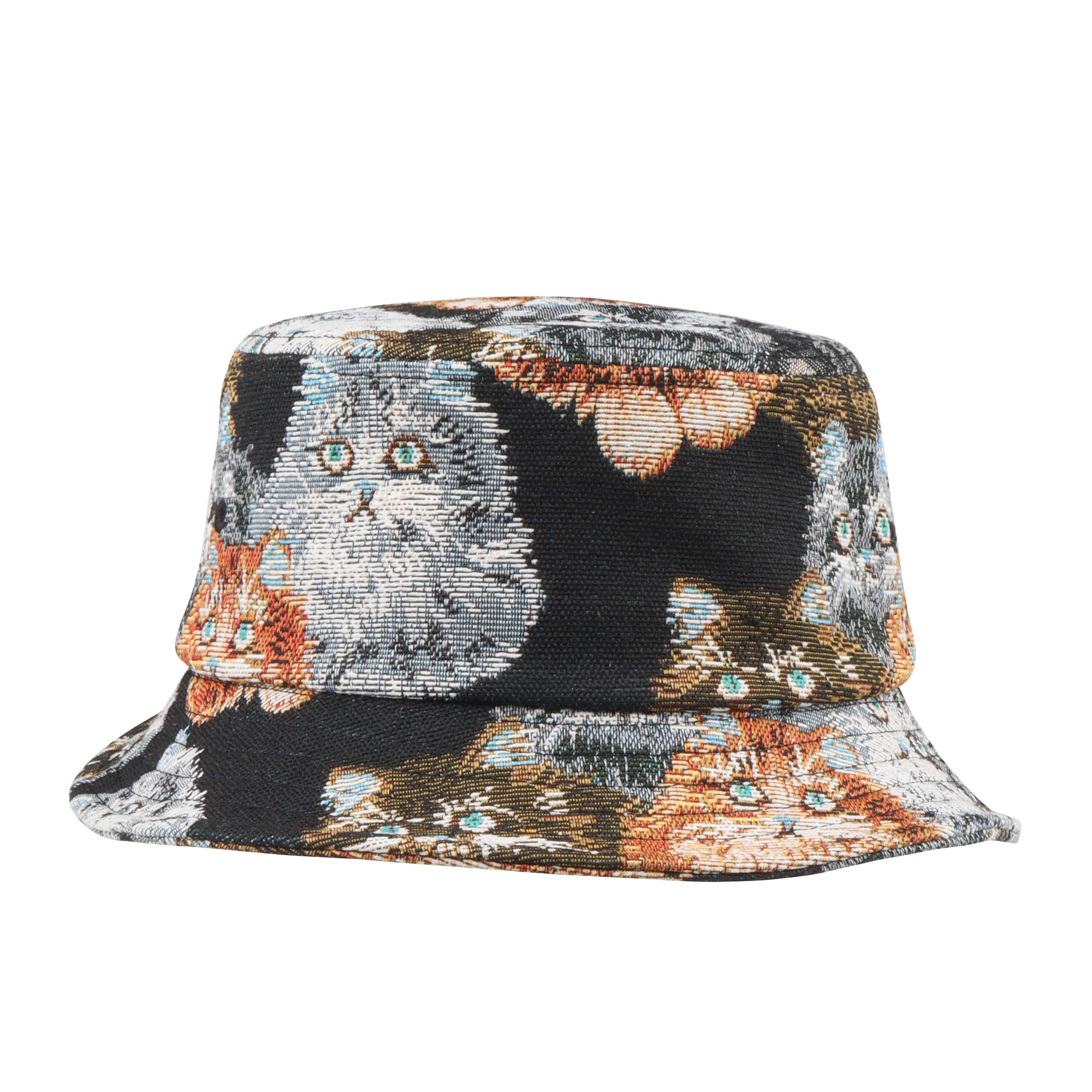 Vintage Tapestry Cat Jacquard Bucket Hat | Sun Protection Hat for Cat Lovers | HatPhile